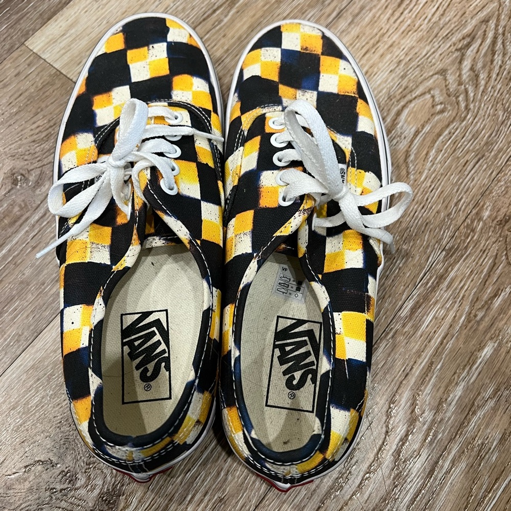 Vans Black and Yellow Checkered Sneakers